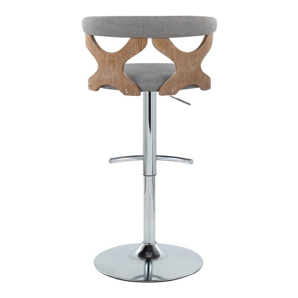 Gardenia Light Grey Fabric Swivel Contemporary Barstools Set of 2 8