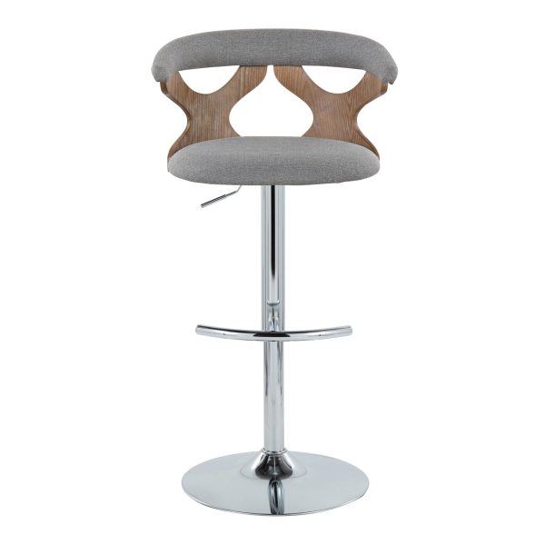 Gardenia Light Grey Fabric Swivel Contemporary Barstools Set of 2 9