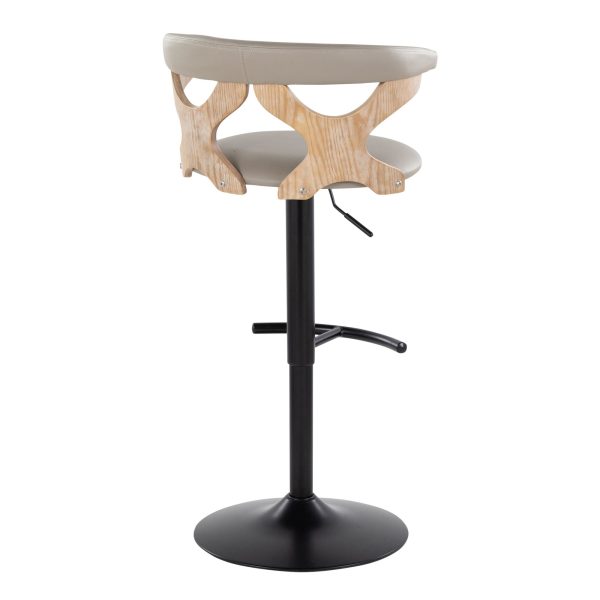 Gardenia Light Grey Faux Leather Adjustable Swivel Barstool Set of 2 13