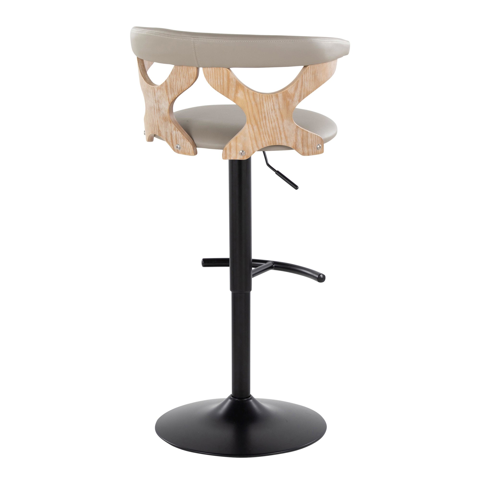 Gardenia Light Grey Faux Leather Adjustable Swivel Barstool (Set of 2) 14 Gardenia Light Grey Faux Leather Adjustable Swivel Barstool (Set of 2) - Image 14