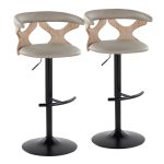 Gardenia Light Grey Faux Leather Adjustable Swivel Barstool (Set of 2) 22 Gardenia Light Grey Faux Leather Adjustable Swivel Barstool (Set of 2)