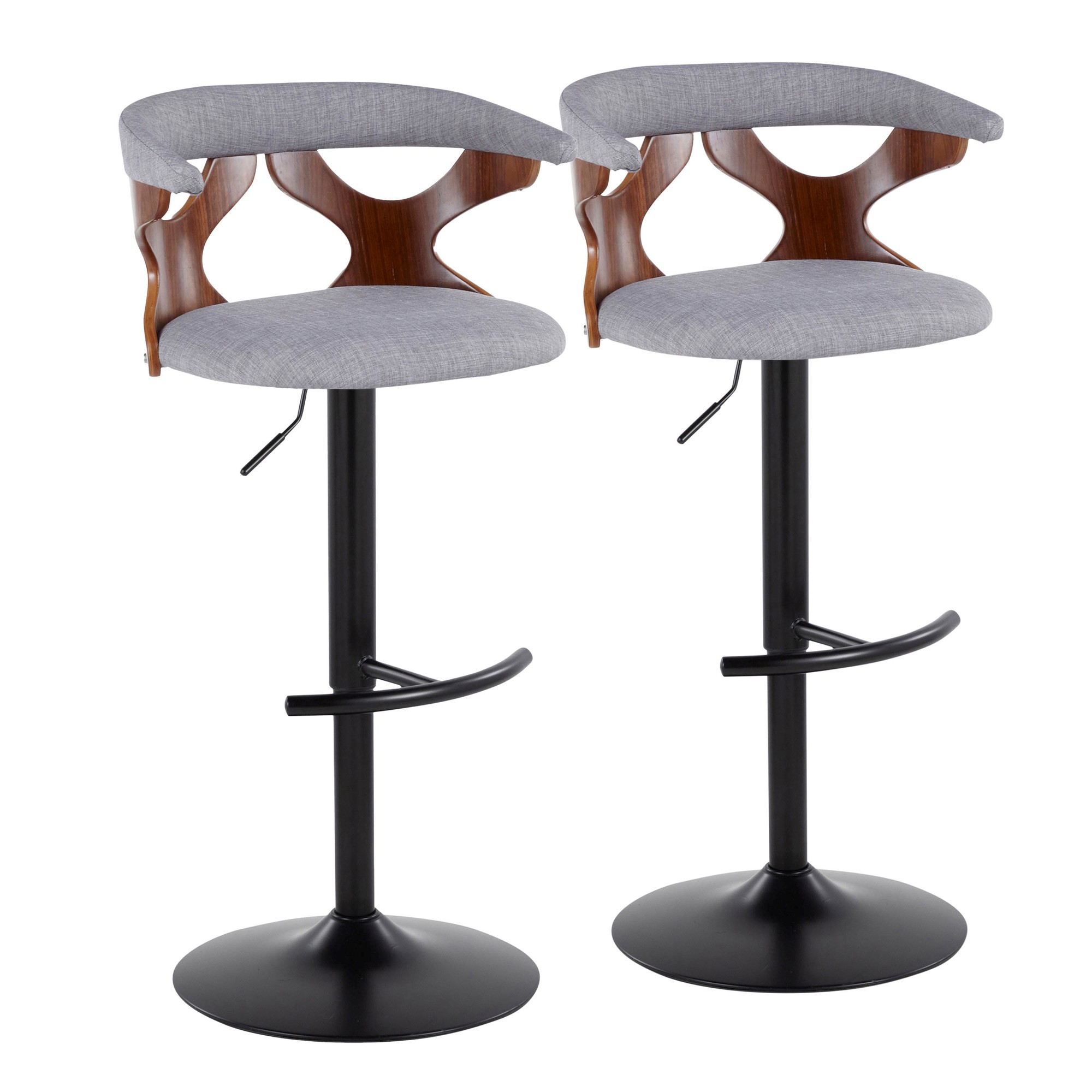 Gardenia Light Grey Swivel Adjustable Contemporary Barstools (Set of 2) 5 Gardenia Light Grey Swivel Adjustable Contemporary Barstools (Set of 2) - Image 5