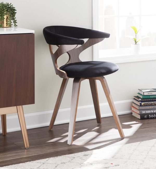 Gardenia Light Grey Swivel Cutout Mid Century Modern Accent Chair 1