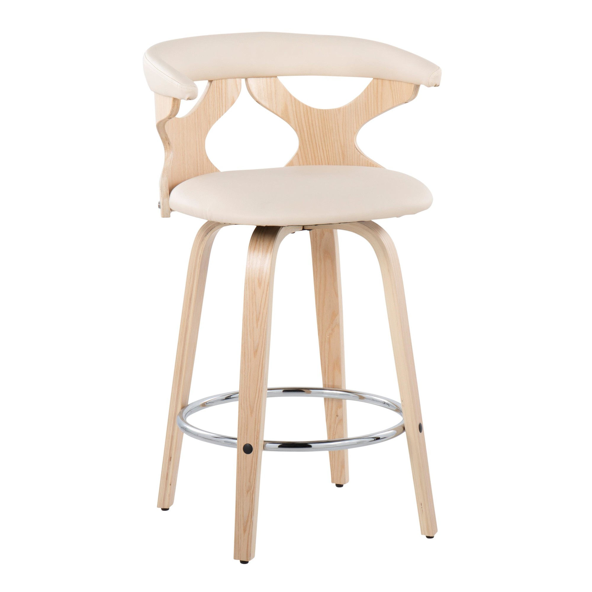 Gardenia Mid-Century Modern Cream Swivel Counter Stools (Set of 2) 2 Gardenia Mid-Century Modern Cream Swivel Counter Stools (Set of 2) - Image 2