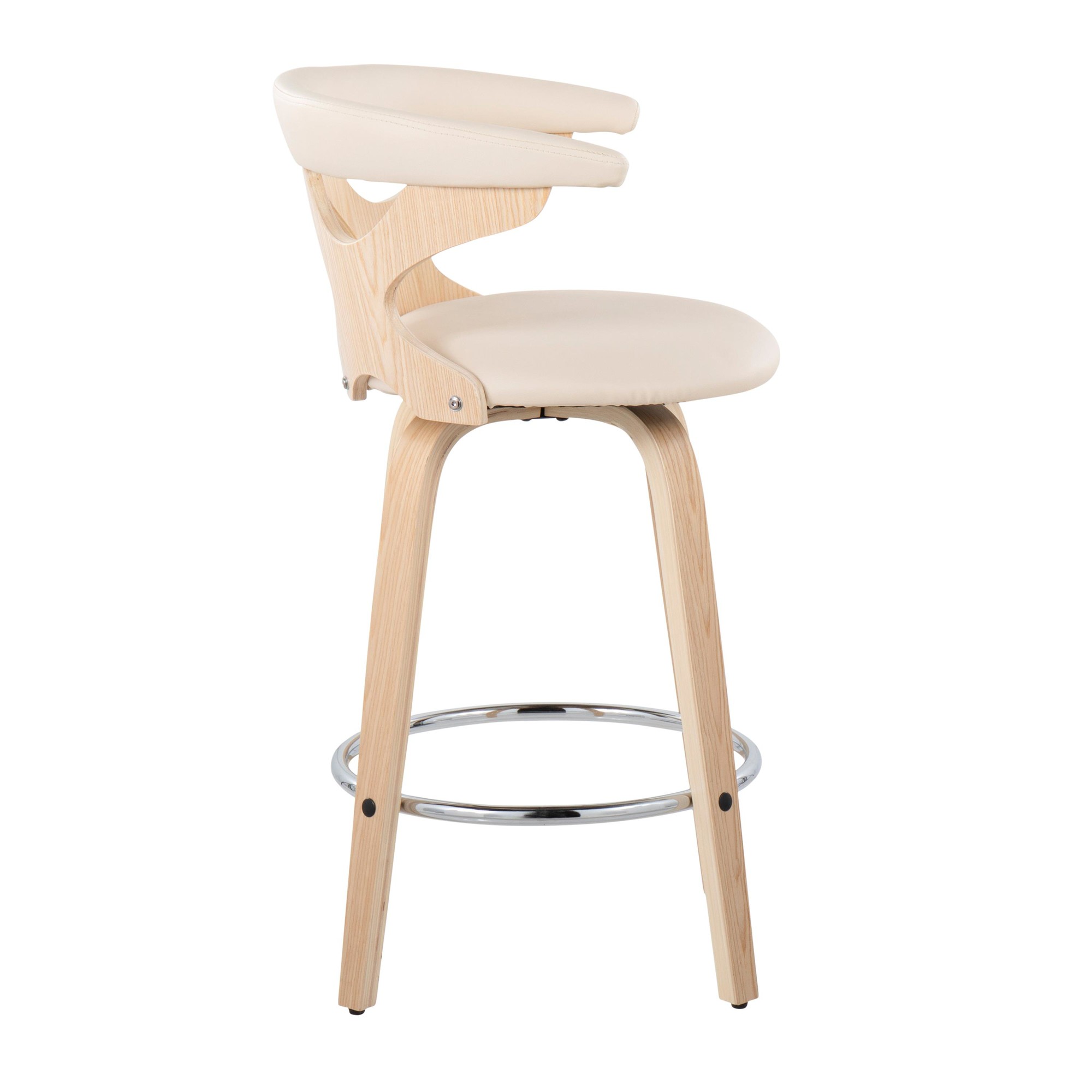 Gardenia Mid-Century Modern Cream Swivel Counter Stools (Set of 2) 3 Gardenia Mid-Century Modern Cream Swivel Counter Stools (Set of 2) - Image 3