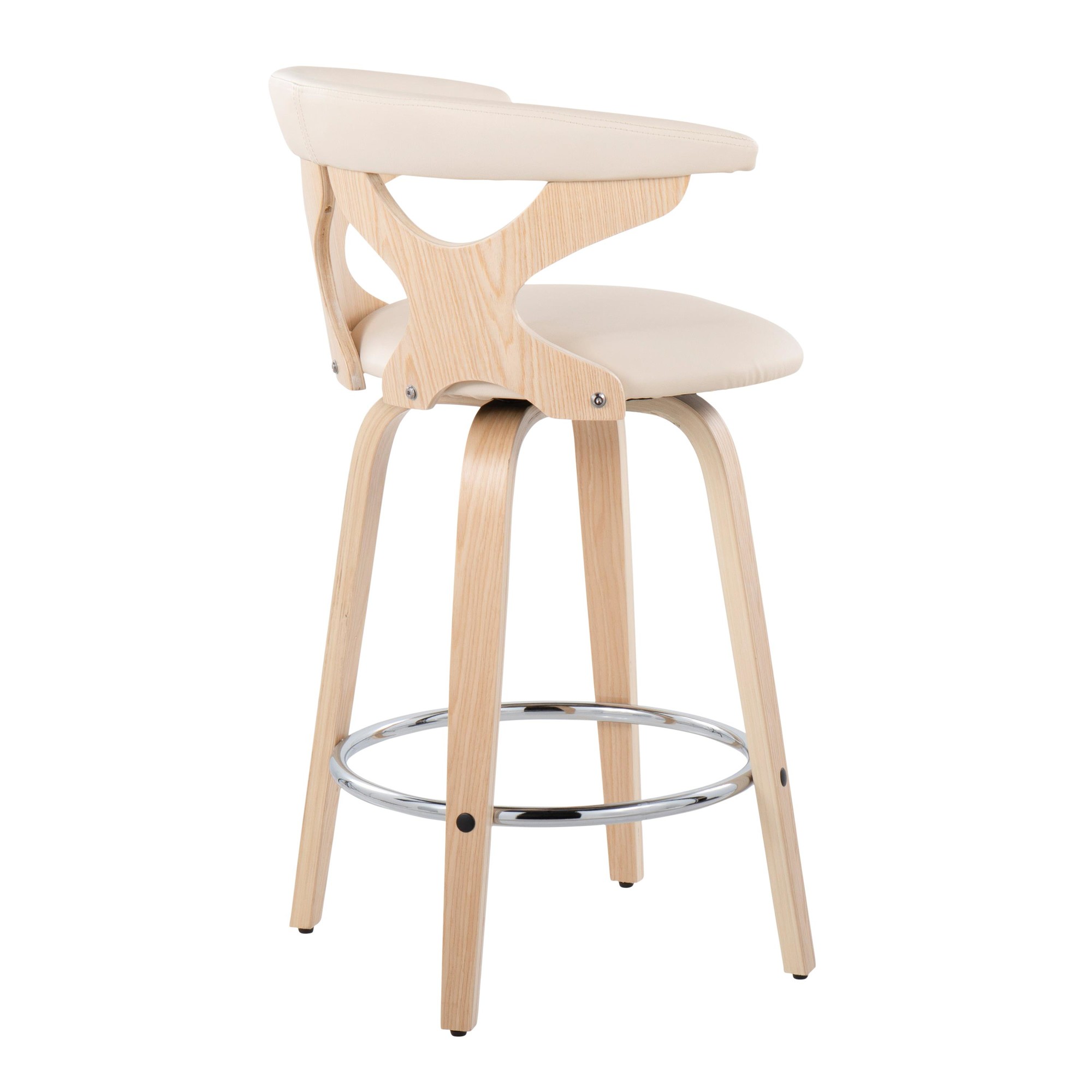 Gardenia Mid-Century Modern Cream Swivel Counter Stools (Set of 2) 4 Gardenia Mid-Century Modern Cream Swivel Counter Stools (Set of 2) - Image 4