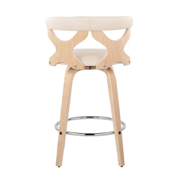 Gardenia Mid Century Modern Cream Swivel Counter Stools Set of 2 5