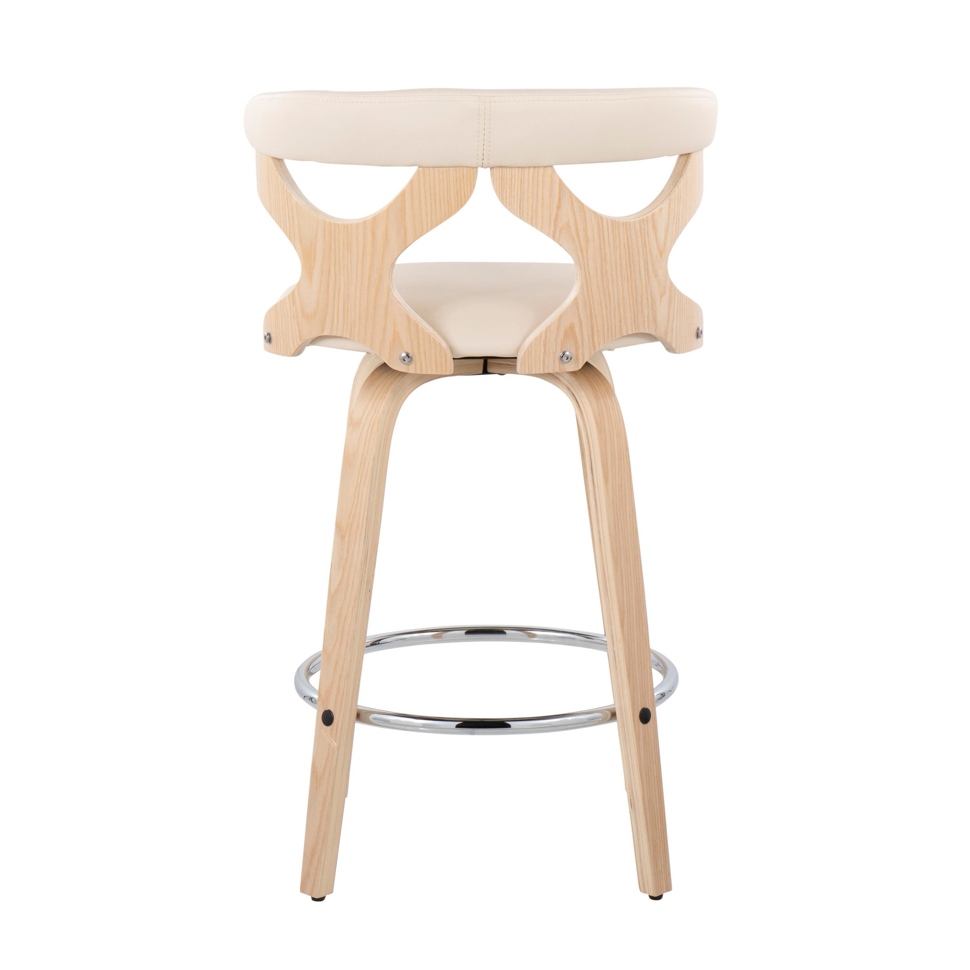 Gardenia Mid-Century Modern Cream Swivel Counter Stools (Set of 2) 5 Gardenia Mid-Century Modern Cream Swivel Counter Stools (Set of 2) - Image 5