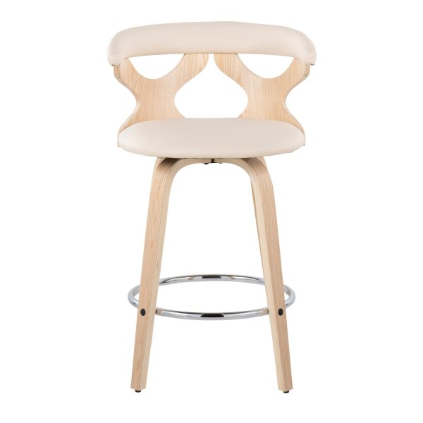 Gardenia Mid Century Modern Cream Swivel Counter Stools Set of 2 6