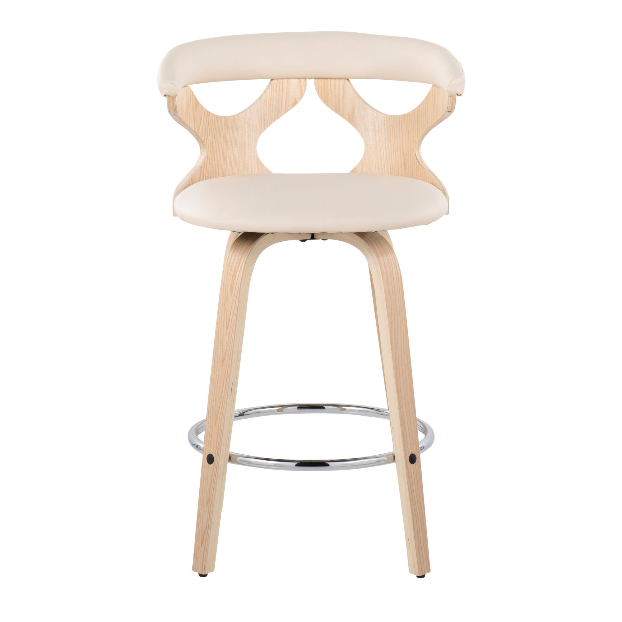 Gardenia Mid-Century Modern Cream Swivel Counter Stools (Set of 2) 6 Gardenia Mid-Century Modern Cream Swivel Counter Stools (Set of 2) - Image 6