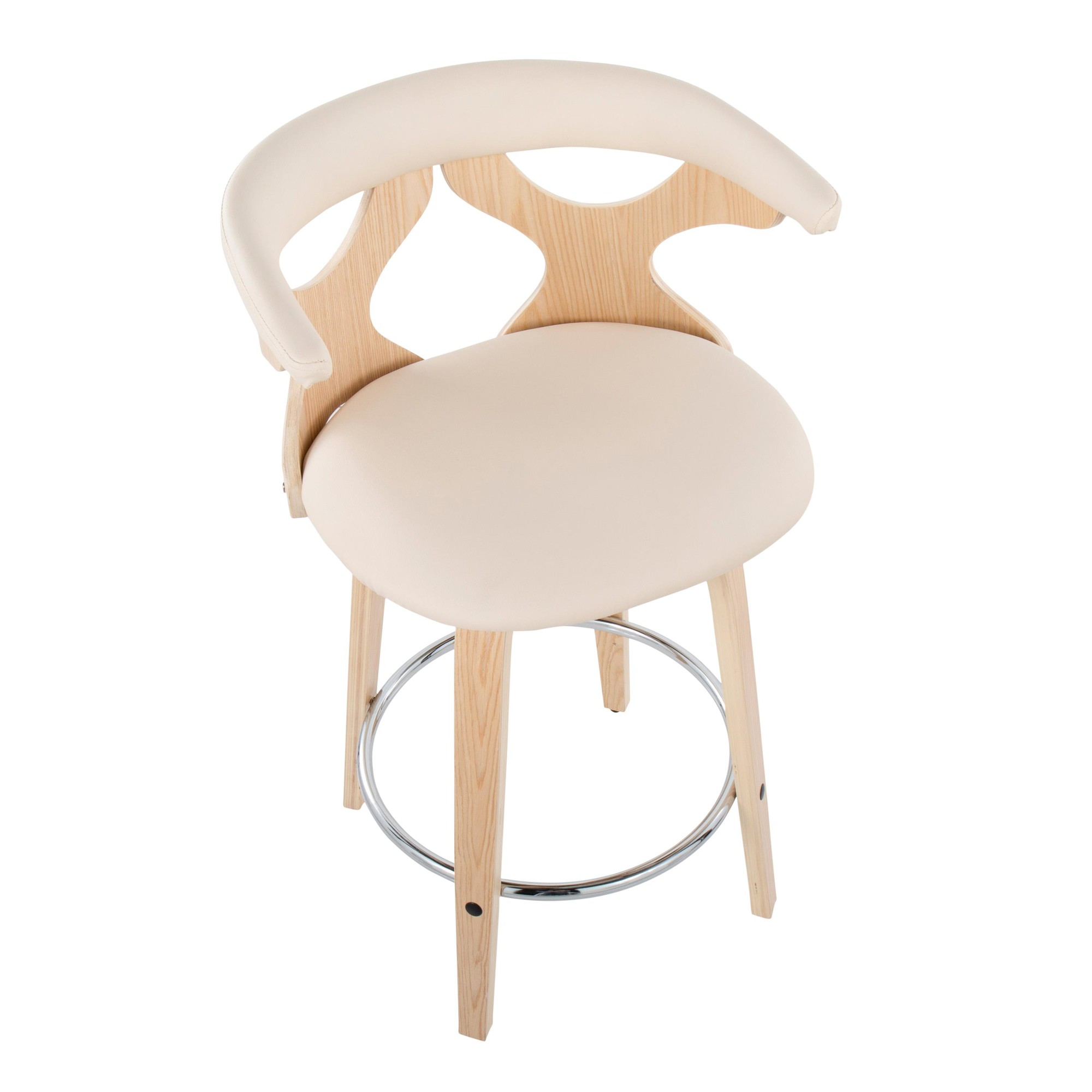 Gardenia Mid-Century Modern Cream Swivel Counter Stools (Set of 2) 7 Gardenia Mid-Century Modern Cream Swivel Counter Stools (Set of 2) - Image 7