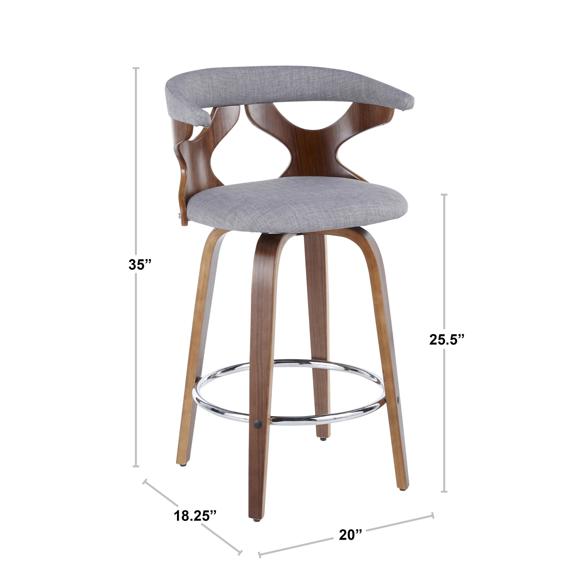 Gardenia Mid-Century Modern Cream Swivel Counter Stools (Set of 2) 8 Gardenia Mid-Century Modern Cream Swivel Counter Stools (Set of 2) - Image 8