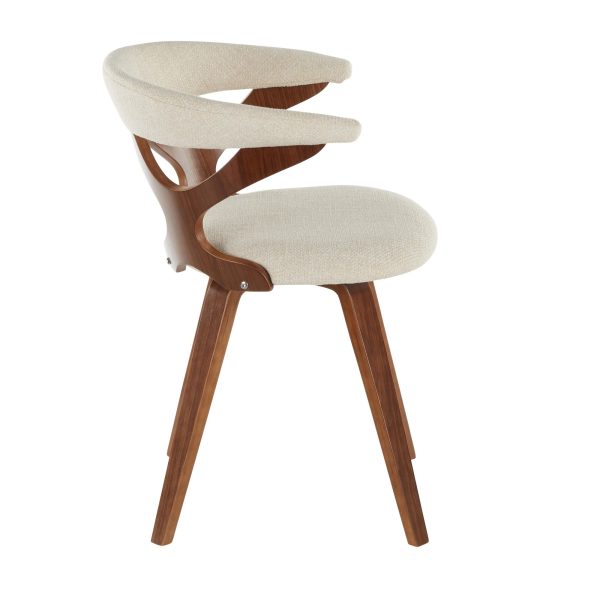 Gardenia Mid Century Modern Walnut and Cream Swivel Accent Chair 3