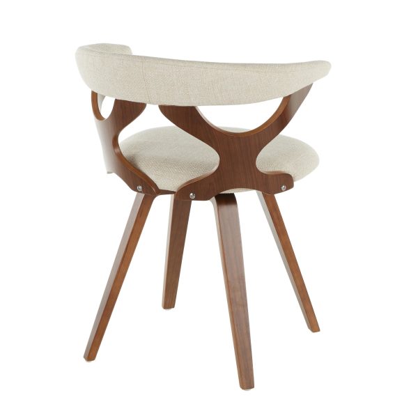 Gardenia Mid Century Modern Walnut and Cream Swivel Accent Chair 4