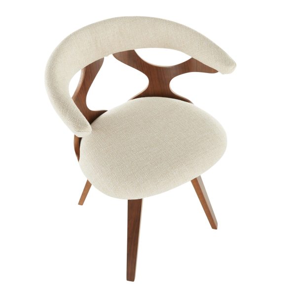 Gardenia Mid Century Modern Walnut and Cream Swivel Accent Chair 7