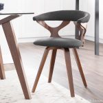 Gardenia Mid-Century Walnut and Charcoal Swivel Accent Chair