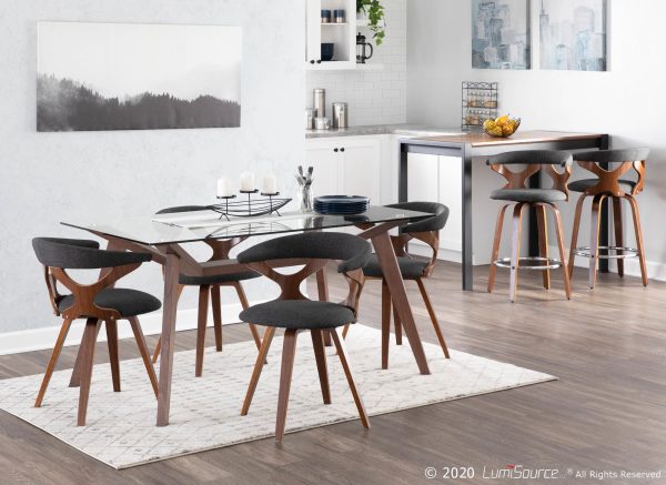 Gardenia Mid Century Walnut and Charcoal Swivel Accent Chair 2
