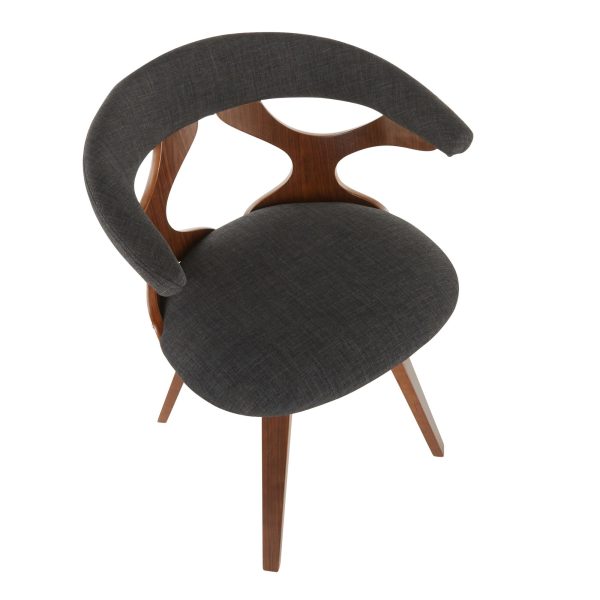 Gardenia Mid Century Walnut and Charcoal Swivel Accent Chair 9