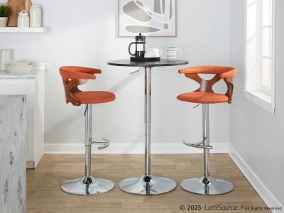 Gardenia Orange Mid-Century Modern Swivel Barstool Set (Set of 3)