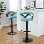 Gardenia Teal Swivel Adjustable Contemporary Barstools (Set of 2) 15 Gardenia Teal Swivel Adjustable Contemporary Barstools (Set of 2)
