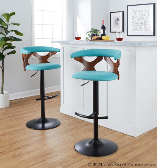 Gardenia Teal Swivel Adjustable Contemporary Barstools Set of 2 2