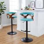 Gardenia Teal Swivel Adjustable Contemporary Barstools (Set of 2) 16 Gardenia Teal Swivel Adjustable Contemporary Barstools (Set of 2)