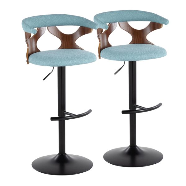 Gardenia Teal Swivel Adjustable Contemporary Barstools Set of 2 4