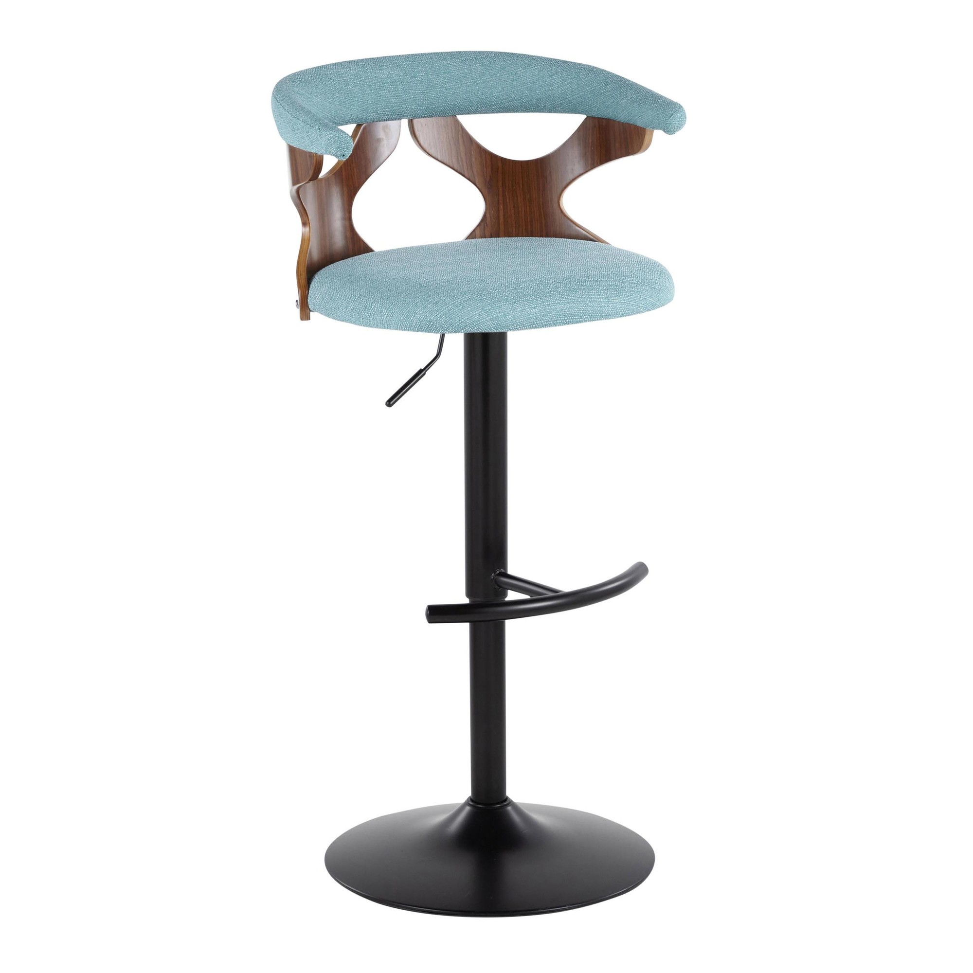 Gardenia Teal Swivel Adjustable Contemporary Barstools (Set of 2) 6 Gardenia Teal Swivel Adjustable Contemporary Barstools (Set of 2) - Image 6