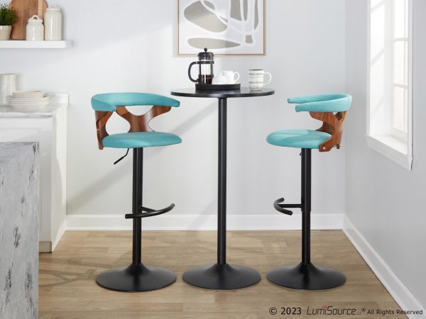Gardenia Teal Swivel Adjustable Contemporary Barstools Set of 2
