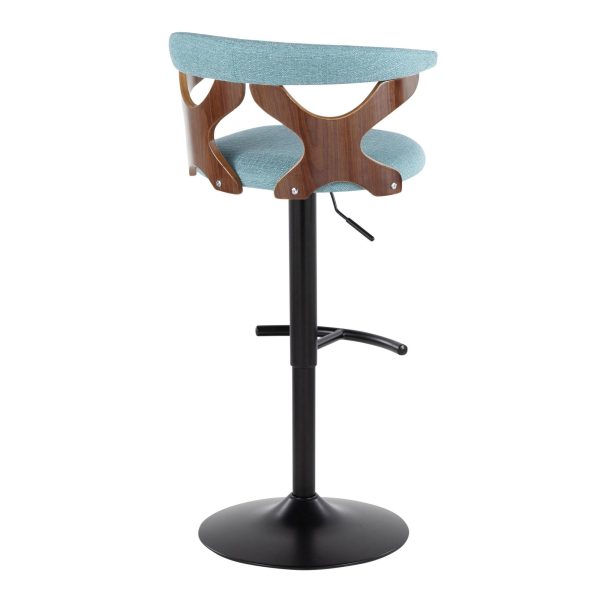 Gardenia Teal Swivel Adjustable Contemporary Barstools Set of 2 7