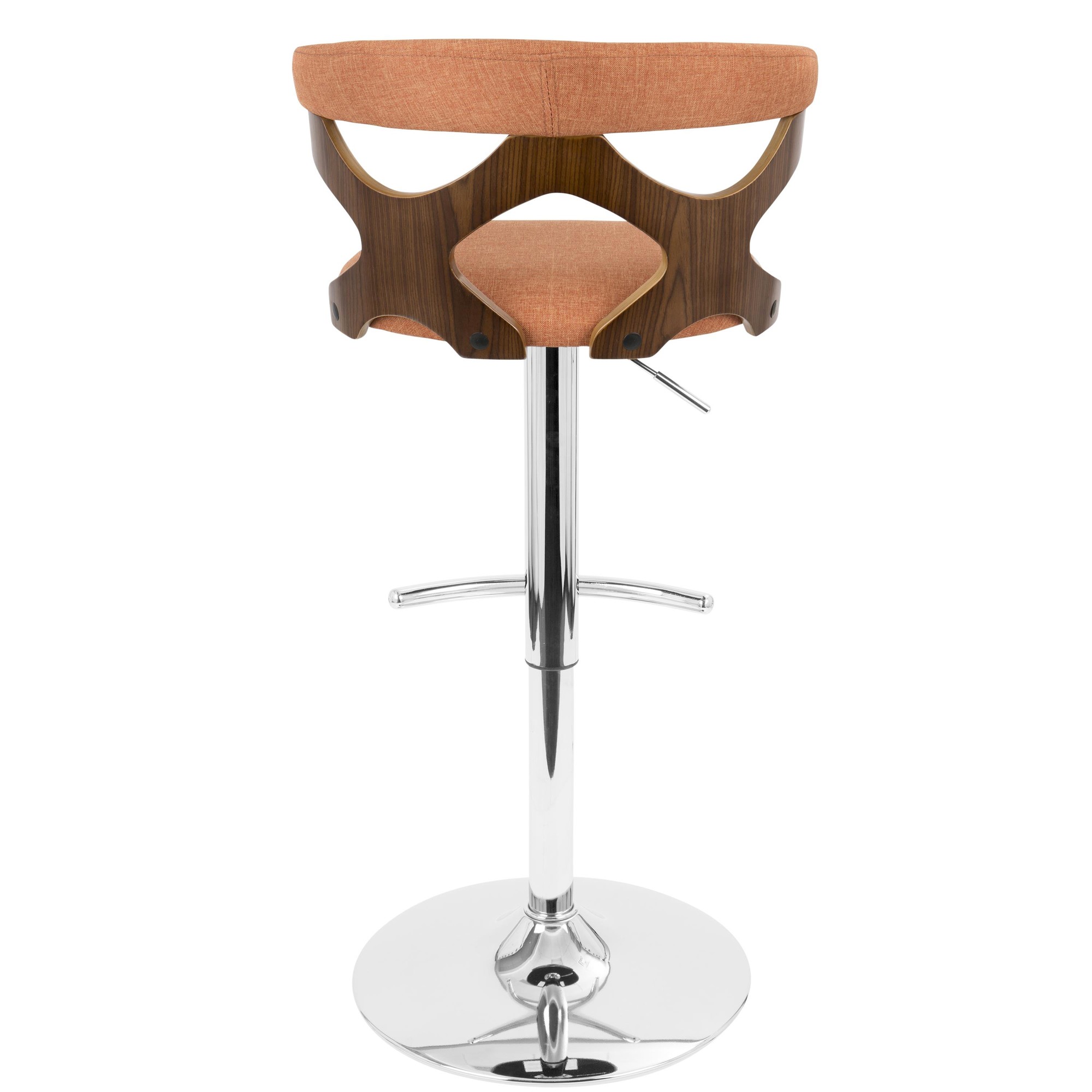 Gardenia Walnut Orange Mid-Century Modern Adjustable Swivel Barstool 5 Gardenia Walnut Orange Mid-Century Modern Adjustable Swivel Barstool - Image 5