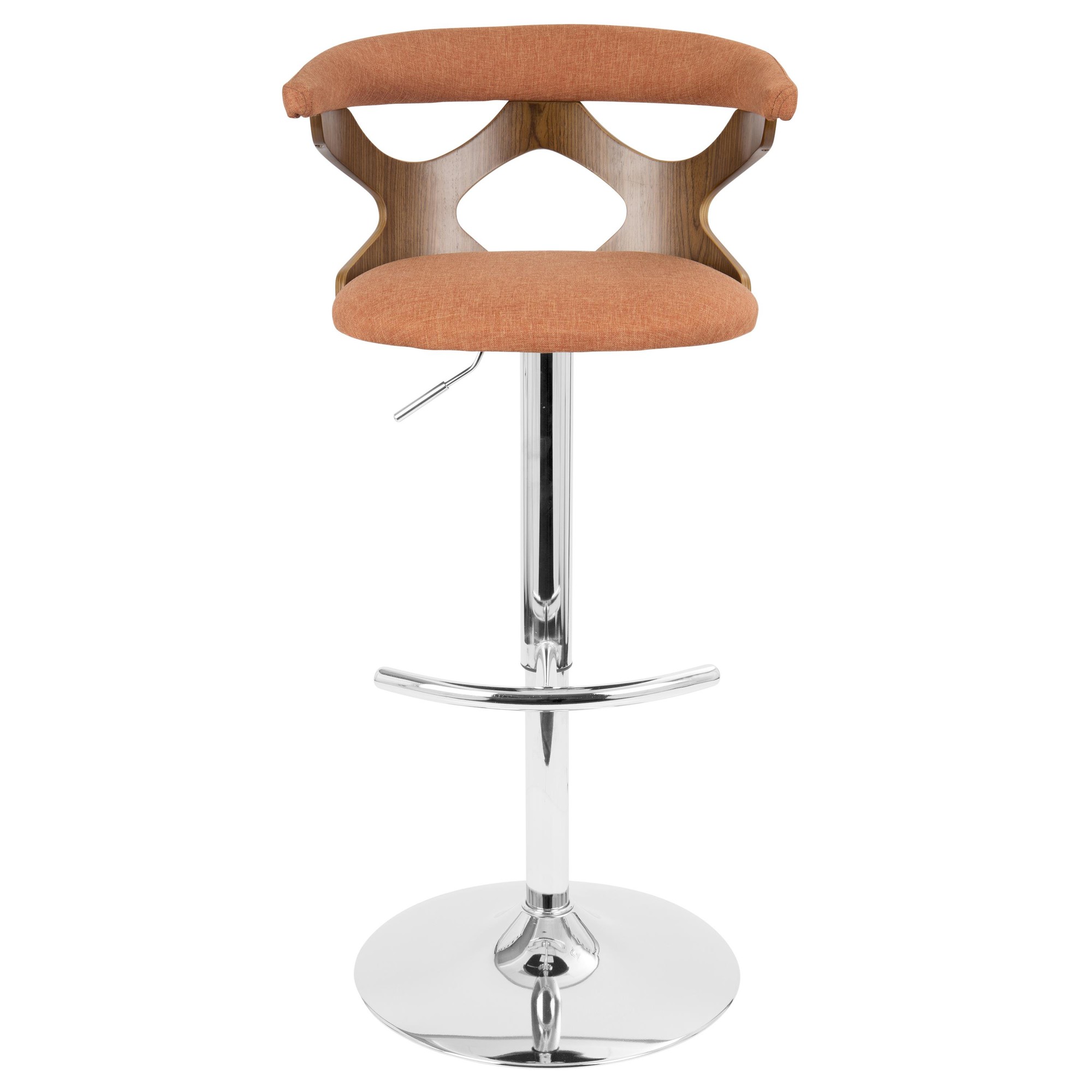 Gardenia Walnut Orange Mid-Century Modern Adjustable Swivel Barstool 6 Gardenia Walnut Orange Mid-Century Modern Adjustable Swivel Barstool - Image 6