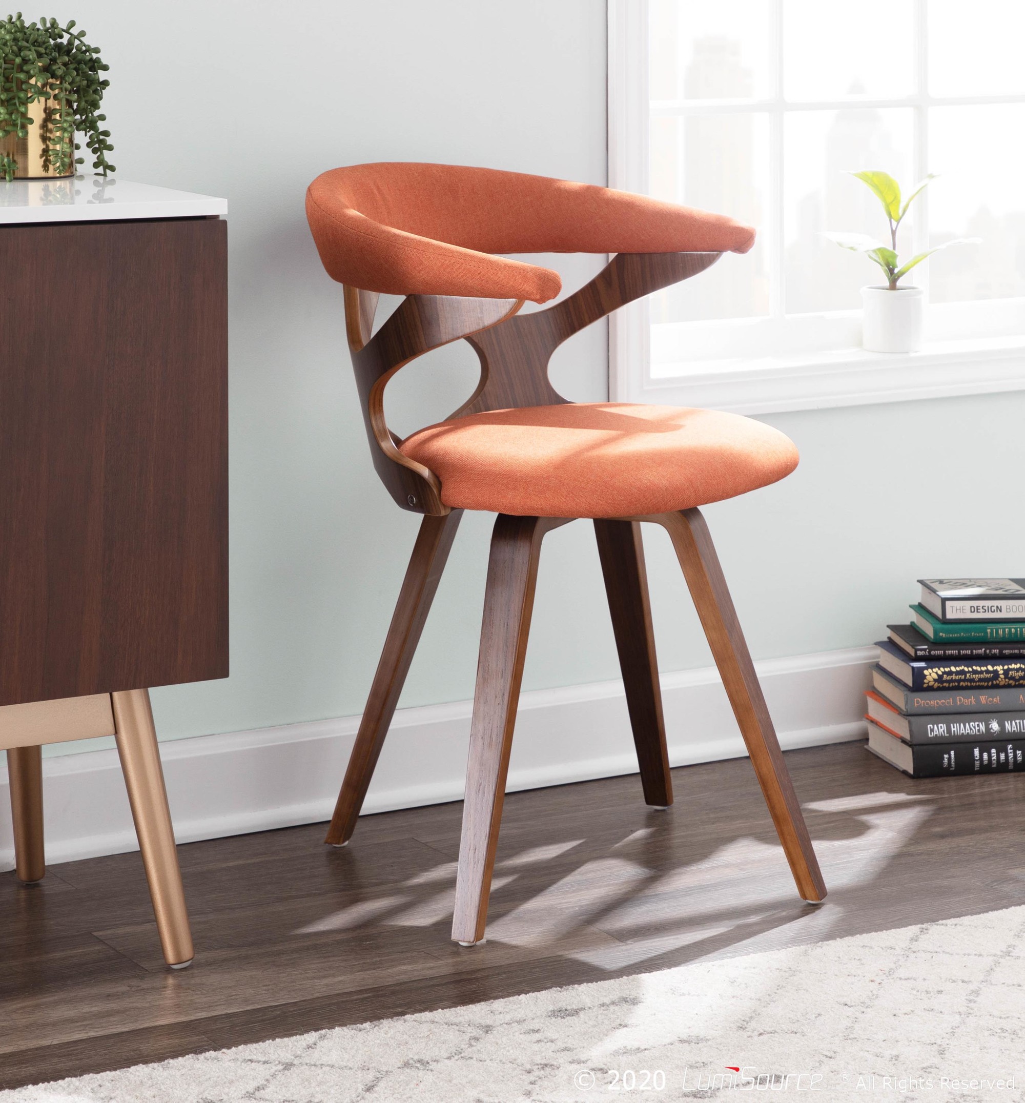 Gardenia Walnut Orange Mid-Century Modern Swivel Accent Chair 2 Gardenia Walnut Orange Mid-Century Modern Swivel Accent Chair - Image 2