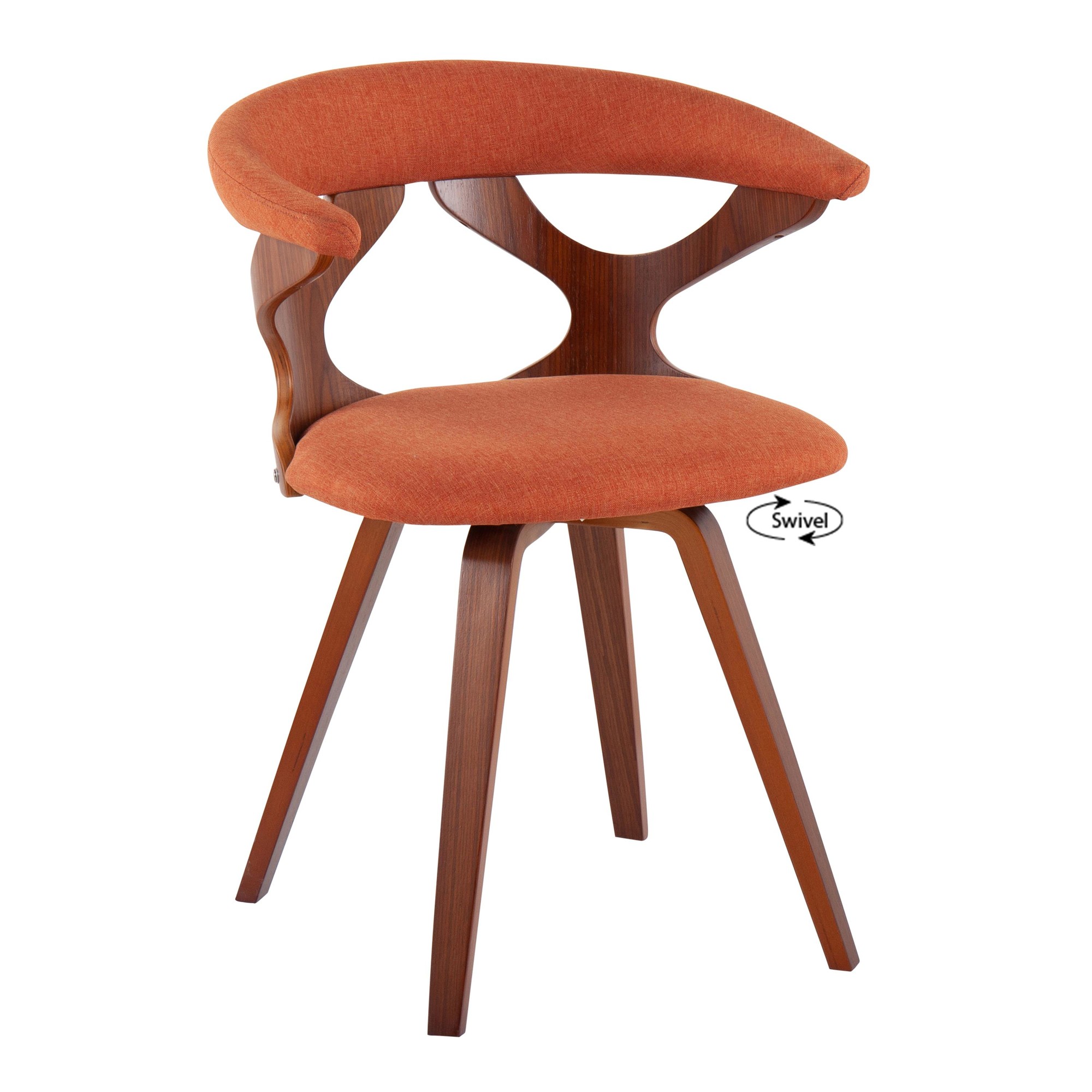 Gardenia Walnut Orange Mid-Century Modern Swivel Accent Chair 4 Gardenia Walnut Orange Mid-Century Modern Swivel Accent Chair - Image 4