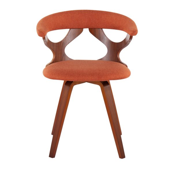 Gardenia Walnut Orange Mid Century Modern Swivel Accent Chair 8