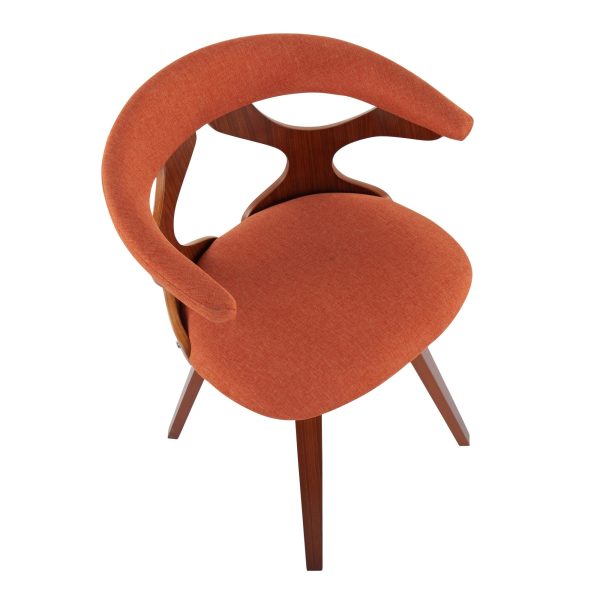 Gardenia Walnut Orange Mid Century Modern Swivel Accent Chair 9