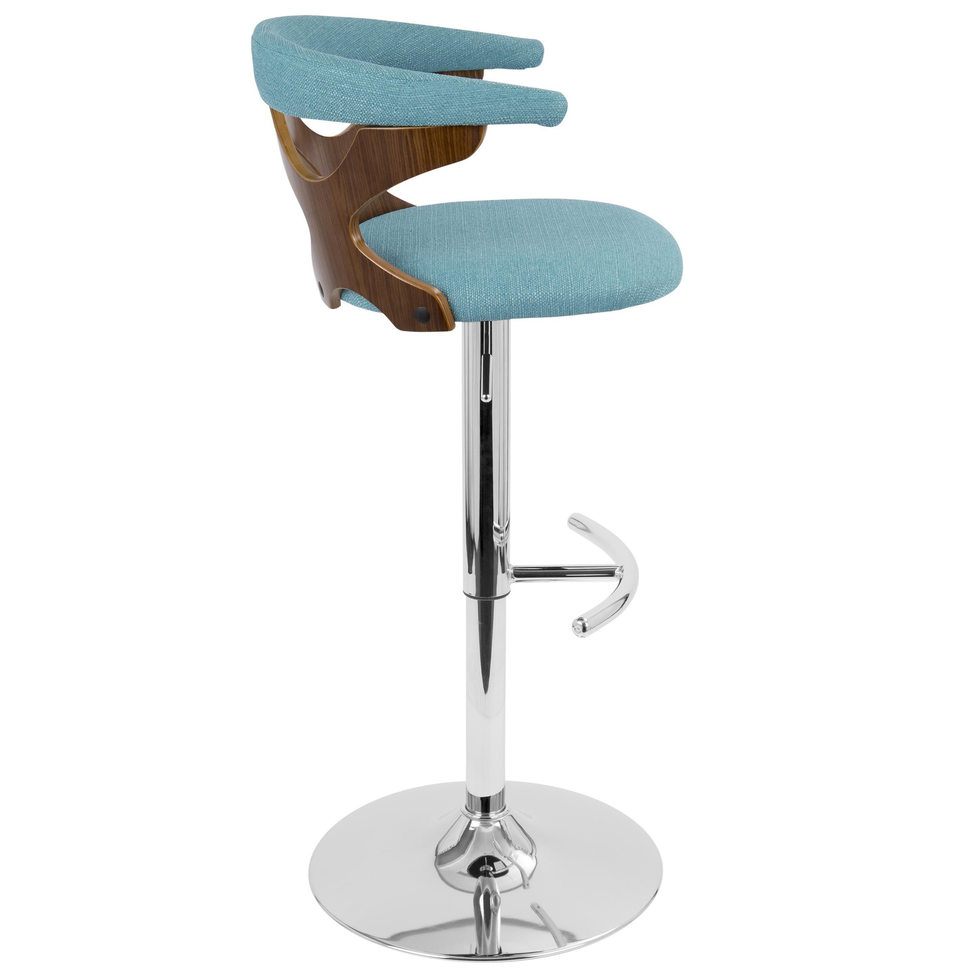 Gardenia Walnut and Teal Swivel Mid-Century Modern Adjustable Barstool 6 Gardenia Walnut and Teal Swivel Mid-Century Modern Adjustable Barstool - Image 6