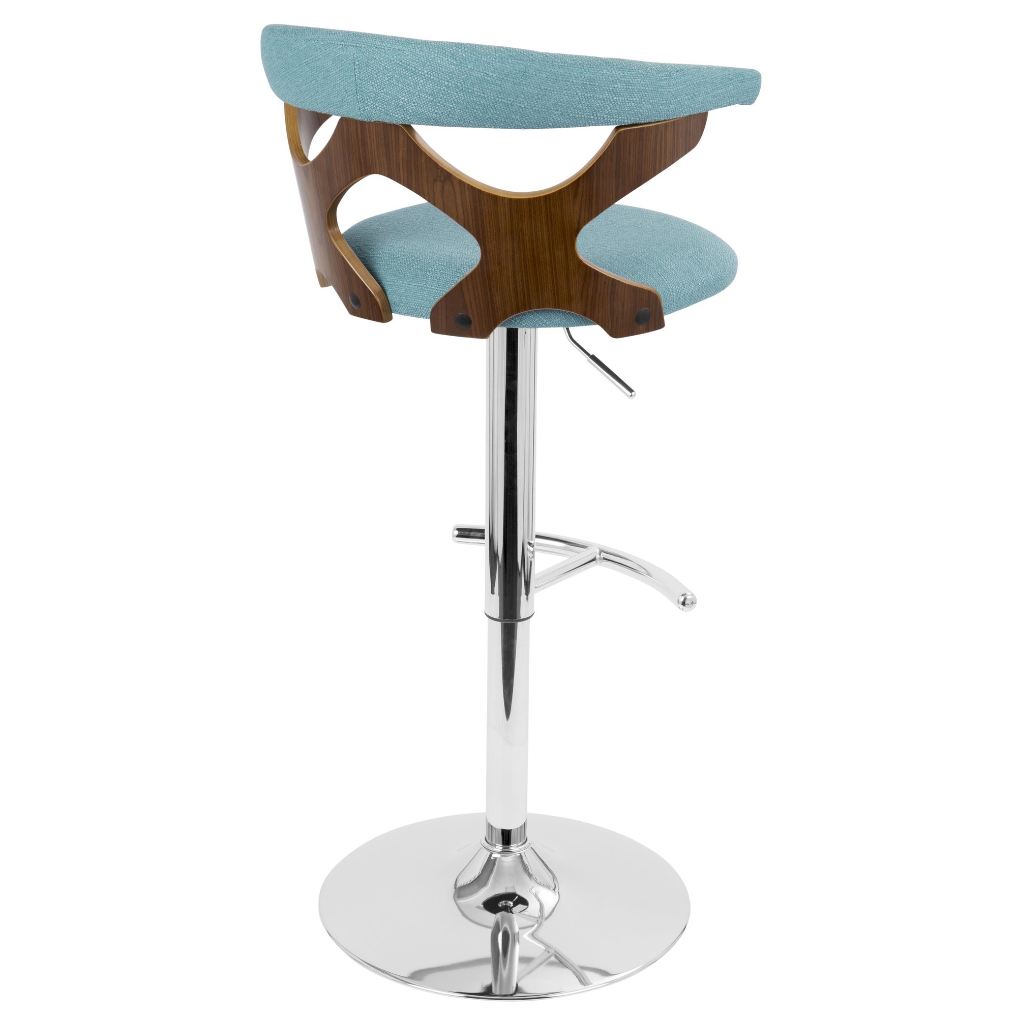 Gardenia Walnut and Teal Swivel Mid-Century Modern Adjustable Barstool 7 Gardenia Walnut and Teal Swivel Mid-Century Modern Adjustable Barstool - Image 7
