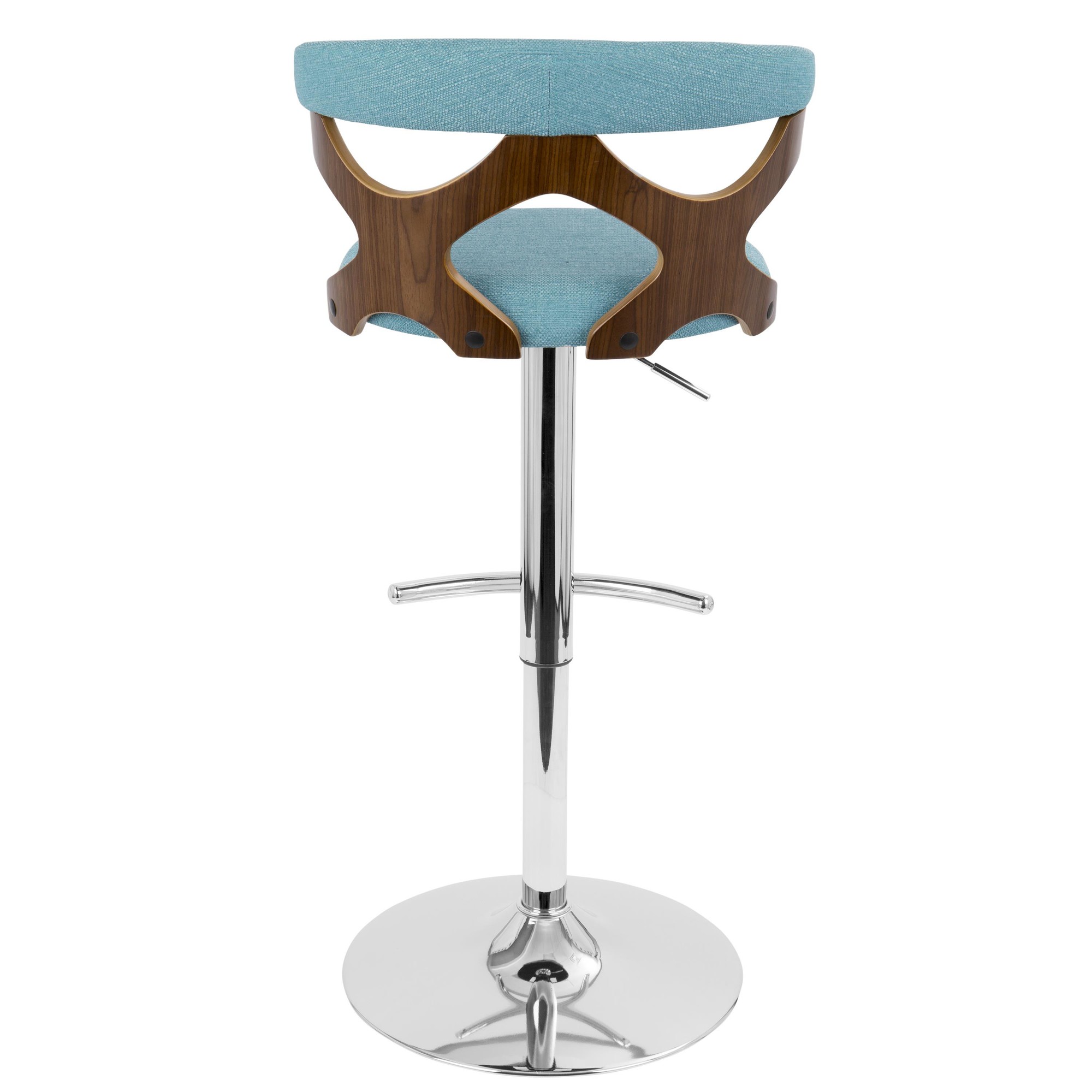 Gardenia Walnut and Teal Swivel Mid-Century Modern Adjustable Barstool 8 Gardenia Walnut and Teal Swivel Mid-Century Modern Adjustable Barstool - Image 8