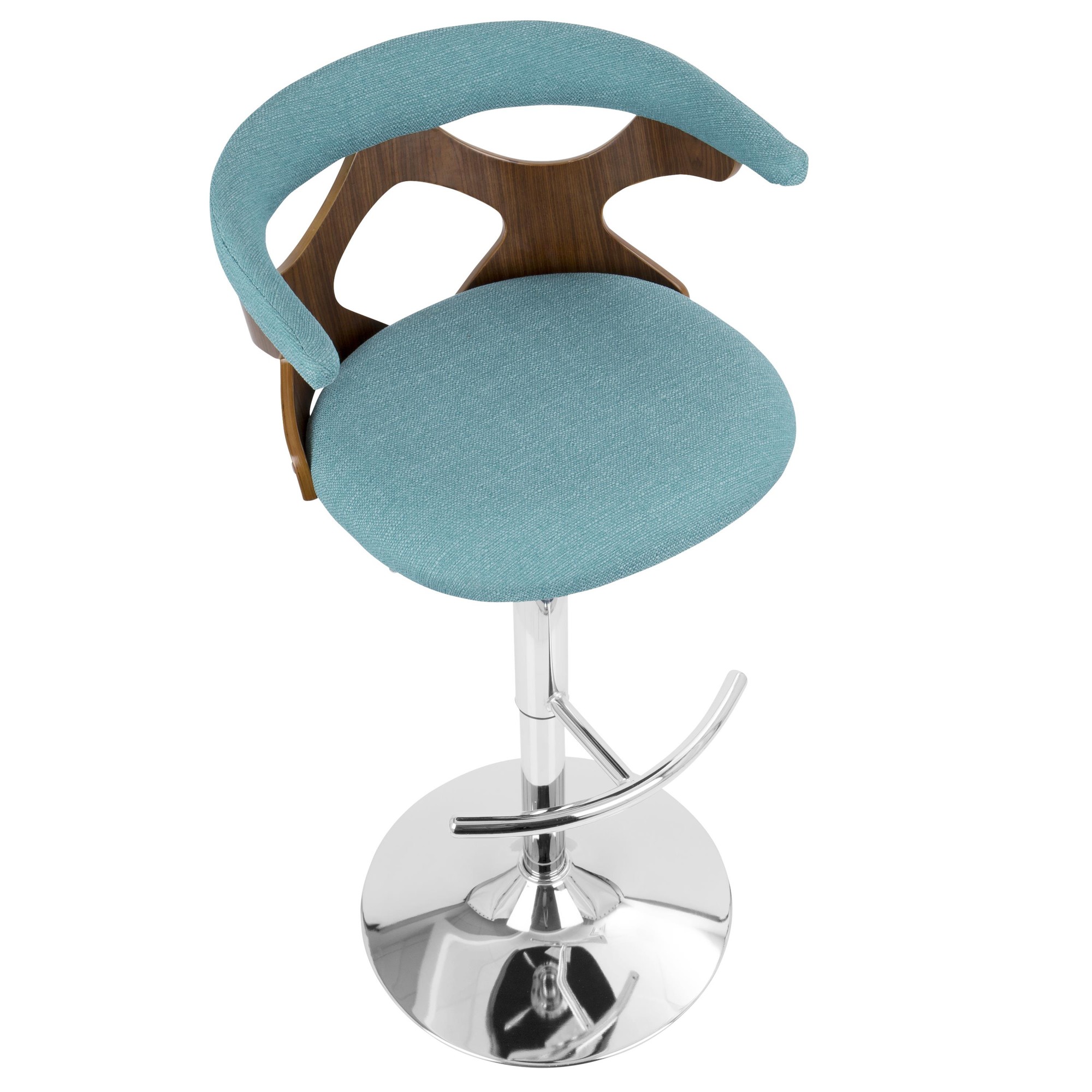 Gardenia Walnut and Teal Swivel Mid-Century Modern Adjustable Barstool 10 Gardenia Walnut and Teal Swivel Mid-Century Modern Adjustable Barstool - Image 10