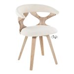 Gardenia White Washed Wood Cream Fabric Mid-Century Swivel Accent Chair