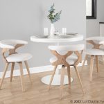Gardenia White Washed Wood Cream Fabric Mid-Century Swivel Accent Chair