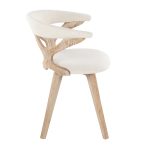 Gardenia White Washed Wood Cream Fabric Mid-Century Swivel Accent Chair