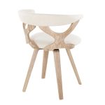 Gardenia White Washed Wood Cream Fabric Mid-Century Swivel Accent Chair