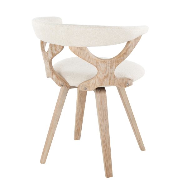 Gardenia White Washed Wood Cream Fabric Mid Century Swivel Accent Chair 3