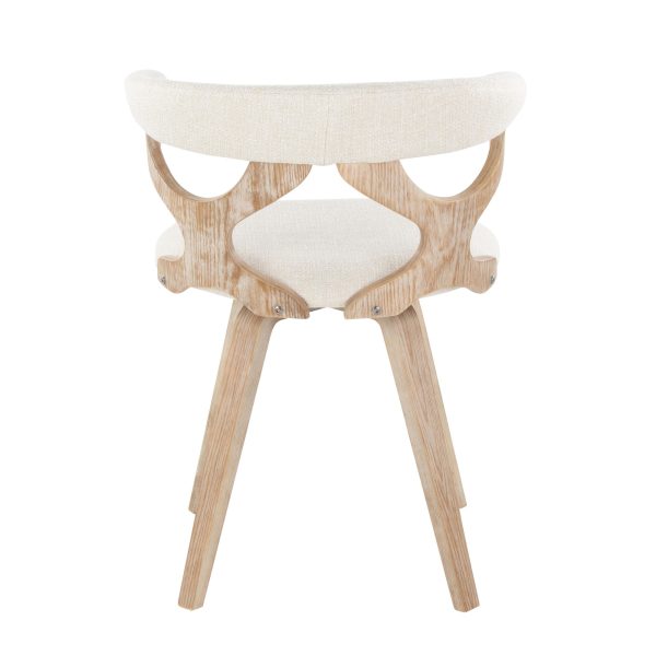 Gardenia White Washed Wood Cream Fabric Mid Century Swivel Accent Chair 4
