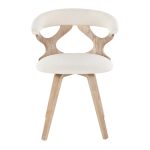 Gardenia White Washed Wood Cream Fabric Mid-Century Swivel Accent Chair