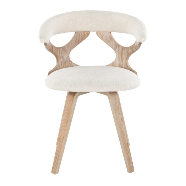 Gardenia White Washed Wood Cream Fabric Mid Century Swivel Accent Chair 5