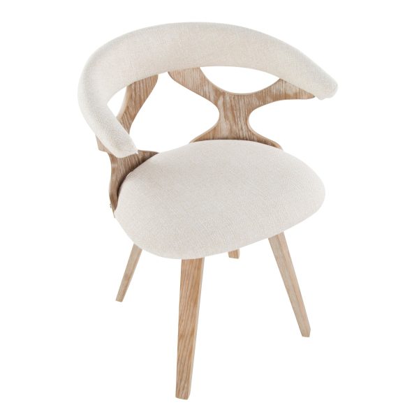 Gardenia White Washed Wood Cream Fabric Mid Century Swivel Accent Chair 6