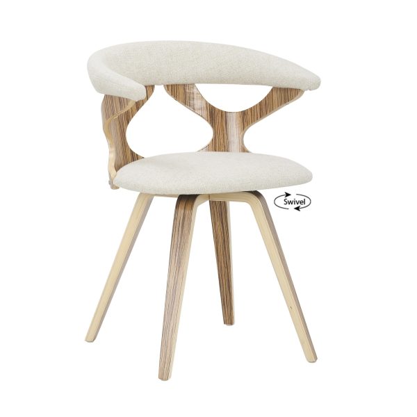 Gardenia Zebra Wood Cream Fabric 29 Inch Swivel Accent Chair 3